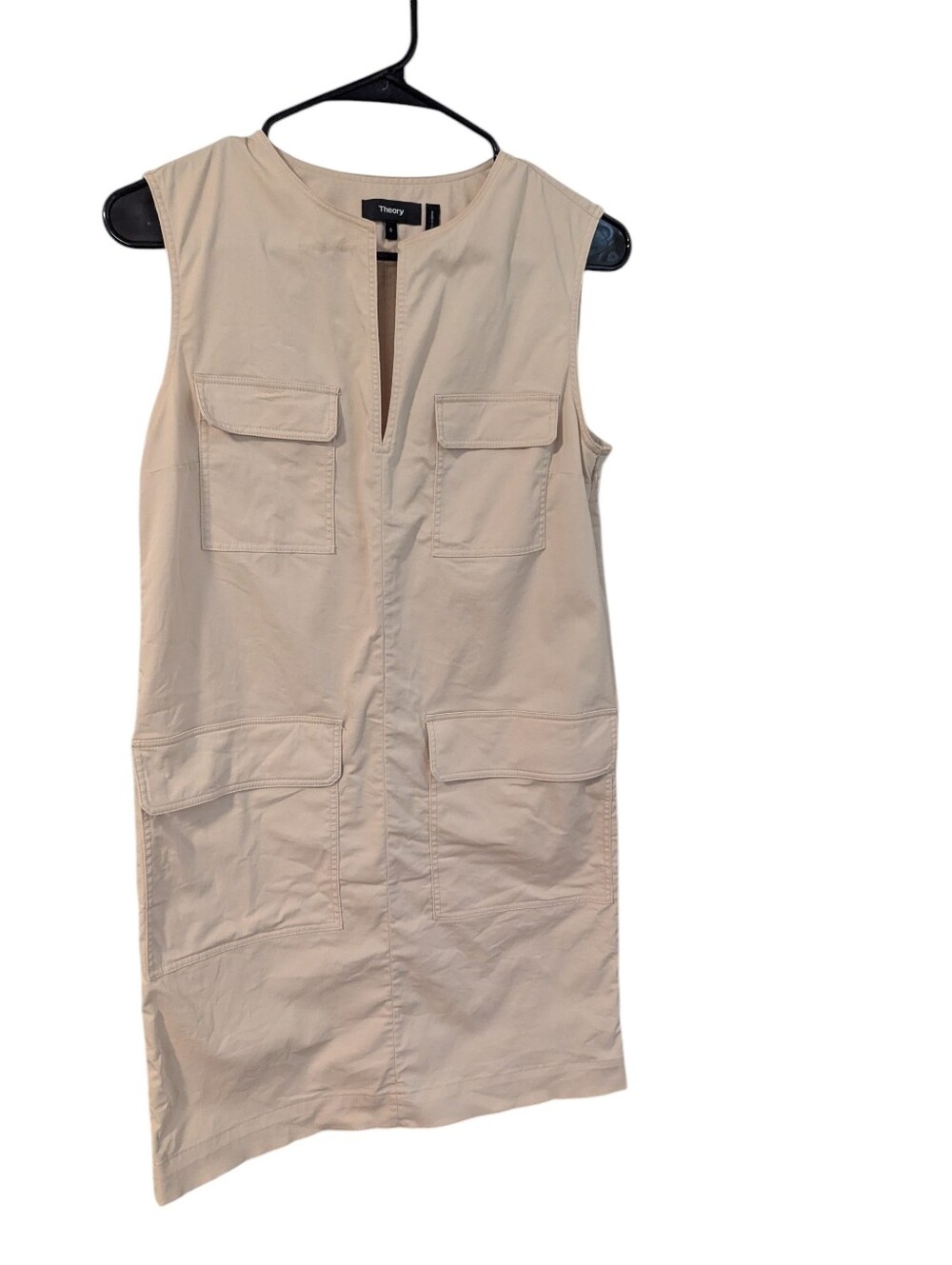 Theory, Beige Sleeveless Utility Sheath Dress,Size 0 - Picture 2 of 5